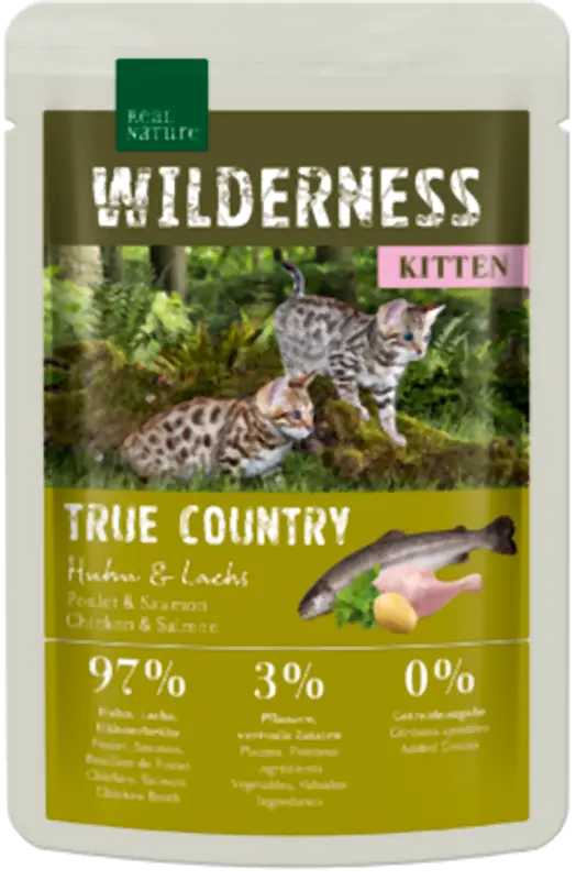 Kitten Wild. True Country, pou kylling & laks 85 g - Maxi Zoo Danmark