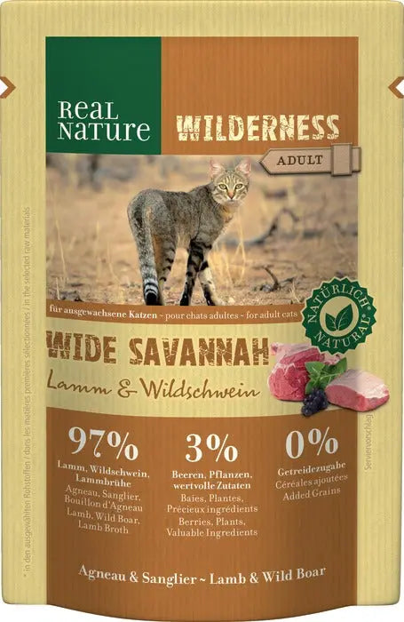 Adult Wild. Wide Savannah, pou lam & vildsvin 85 g - Maxi Zoo Danmark