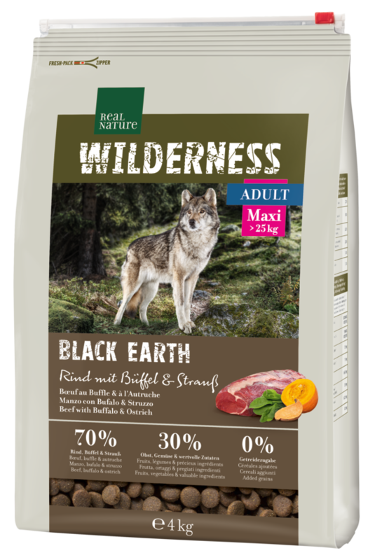 Adult Wild. Black Earth Maxi okse, struds & bøffel 4 kg - Maxi Zoo Danmark