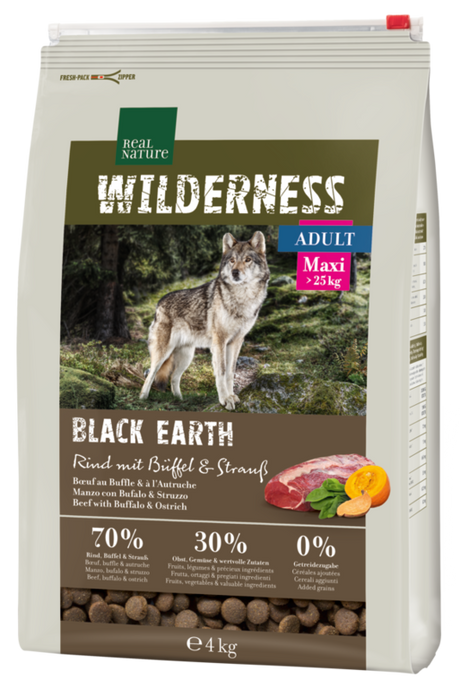 Adult Wild. Black Earth Maxi okse, struds & bøffel 4 kg - Maxi Zoo Danmark