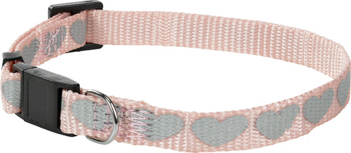 Nylonhalsbånd Refleks Heart 19-30 cm rosa