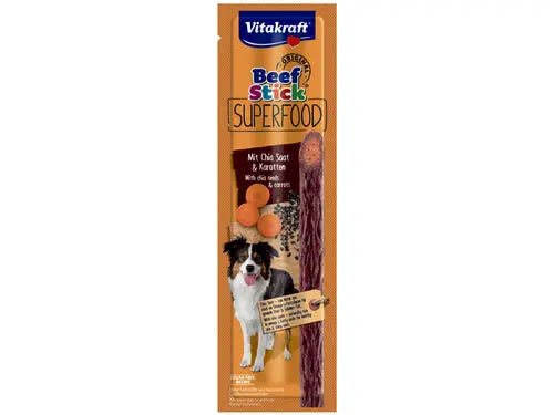 Beef Stick Superfood med gulerod og chiafrø 30 g - Maxi Zoo Danmark