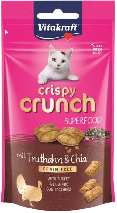 Crispy Crunch Superfoodmed kalkun og chiafrø 60 g - Maxi Zoo Danmark