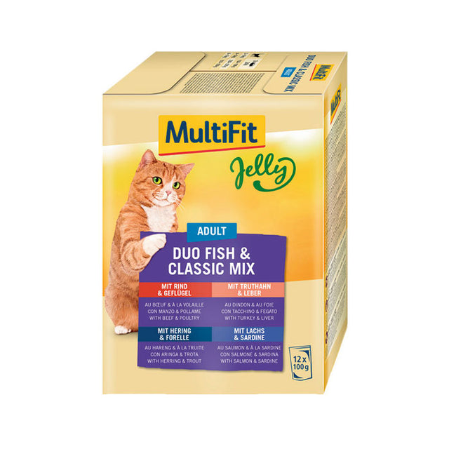 Adult Jelly, menuboks fisk & classic mix 12 x 100 g - Maxi Zoo Danmark
