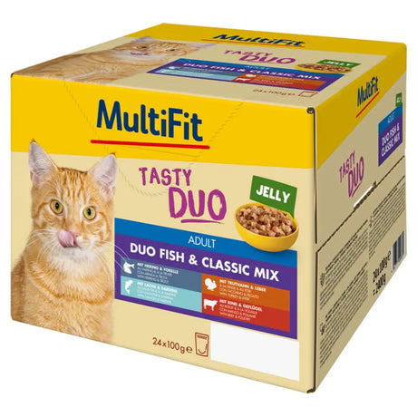 Adult Jelly Duo, menuboks fisk & classic mix 24 x 100 g - Maxi Zoo Danmark