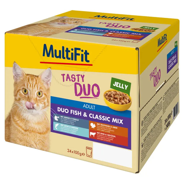 Adult Jelly Duo, menuboks fisk & classic mix 24 x 100 g - Maxi Zoo Danmark