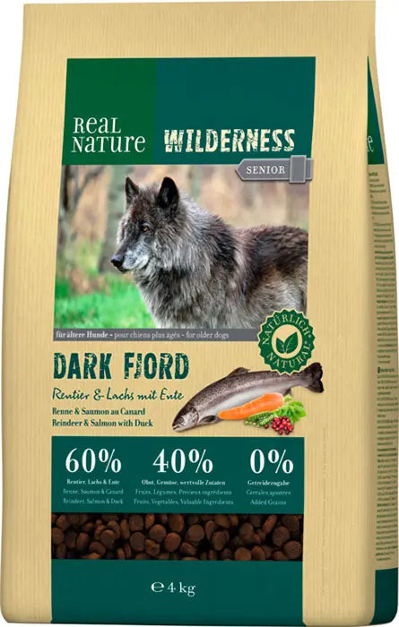 Senior Wilderness Dark Fjord kronhjort og laks 12 kg - Maxi Zoo Danmark