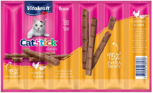 Cat-Stick Mini fjerkræ, lever 6x6 g - Maxi Zoo Danmark