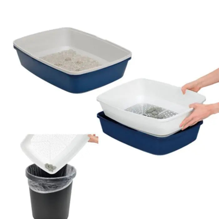 Kattetoilet Clean Cat m/si M mørkeblå - Maxi Zoo Danmark