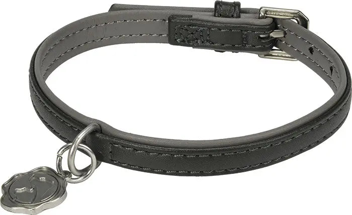 Kunstlæderhalsbånd Deluxe M grå - Maxi Zoo Danmark
