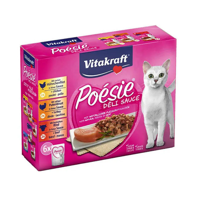 Adult Poésie Déli Sauce, menu 3 varianter 6x85 g - Maxi Zoo Danmark