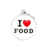 Navnetegn cirkel I LOVE FOOD big 3,93x3,17 cm hvid/sølv - Maxi Zoo Danmark