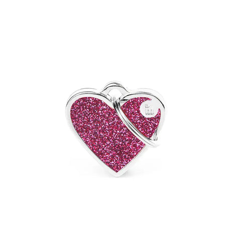 Navnetegn hjerte Glitter small 2,8x2,5 cm pink - Maxi Zoo Danmark