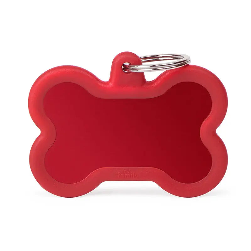 Navnetegn ben m/gummi big 3,3x4,1 cm rød - Maxi Zoo Danmark