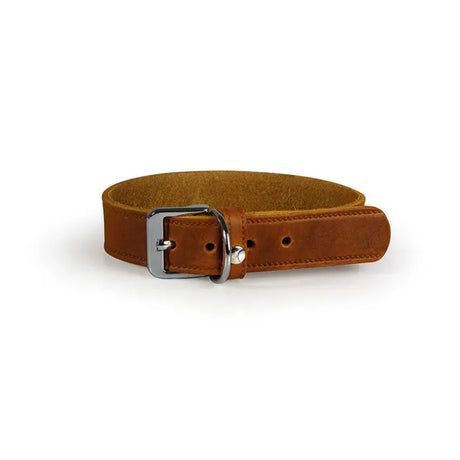 Læder halsbånd Weinheim 42-48 cm brun bred - Maxi Zoo Danmark