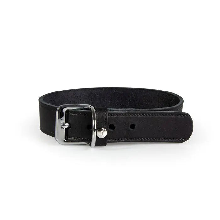 Læder halsbånd Weinheim 32-39 cm sort bred - Maxi Zoo Danmark