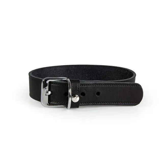 Læder halsbånd Weinheim 37-42 cm sort bred - Maxi Zoo Danmark