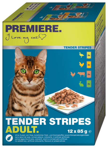 Adult Tender Stripes Pouch Multipack 12x85 g - Maxi Zoo Danmark
