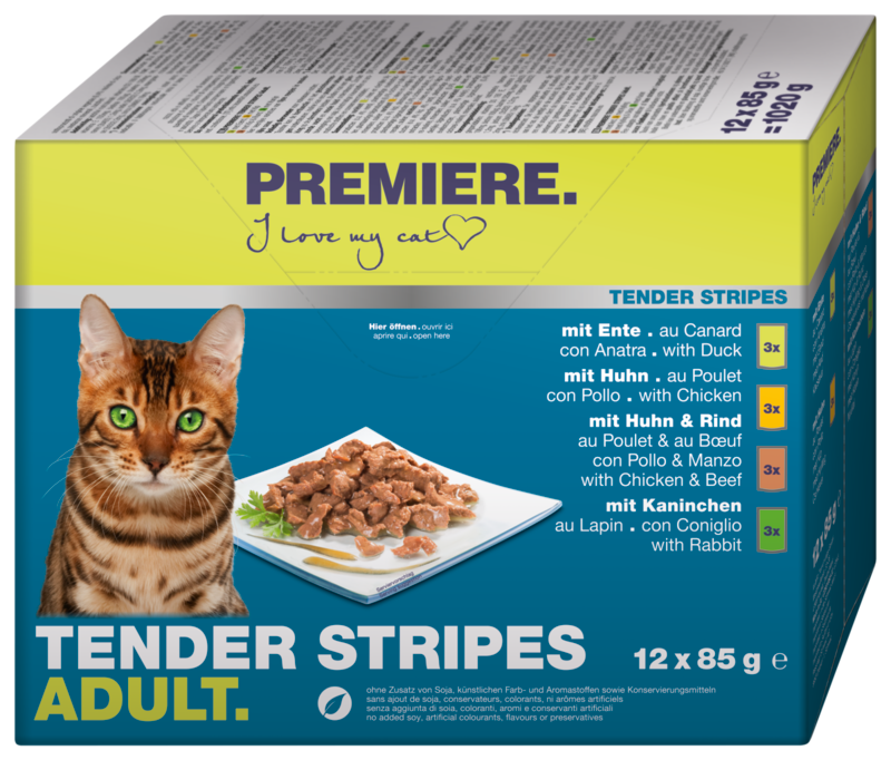 Adult Tender Stripes Pouch Multipack 12x85 g - Maxi Zoo Danmark