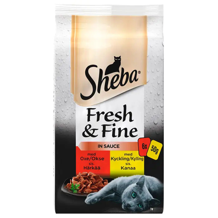 Sheba Fresh & Fine Okse og kylling 6x50g - Maxi Zoo Danmark