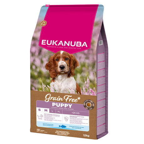 Puppy & Junior Small/Medium Kornfri Fisk 12 kg - Maxi Zoo Danmark