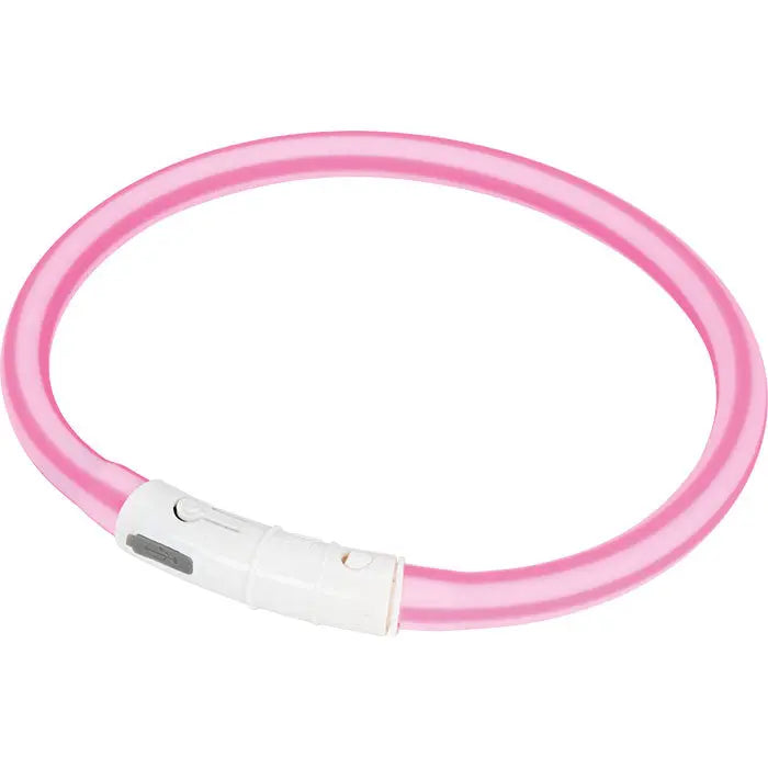 Lyshalsbånd Blinking Silikone 45 cm pink stribet - Maxi Zoo Danmark