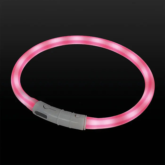 Lyshalsbånd Blinking Silikone 65 cm pink stribet - Maxi Zoo Danmark