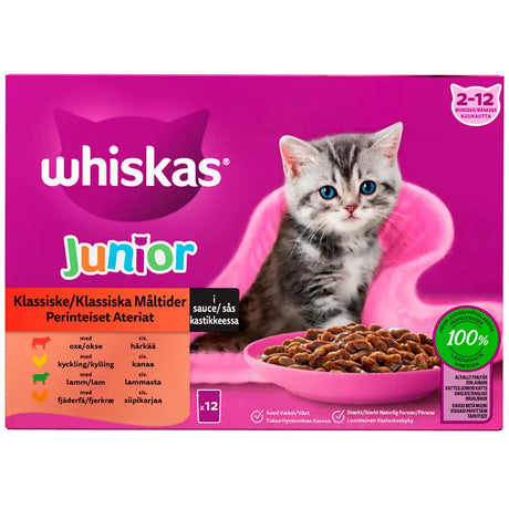 Junior, Sovs menuboks pouch klassisk menu 12x85 g - Maxi Zoo Danmark