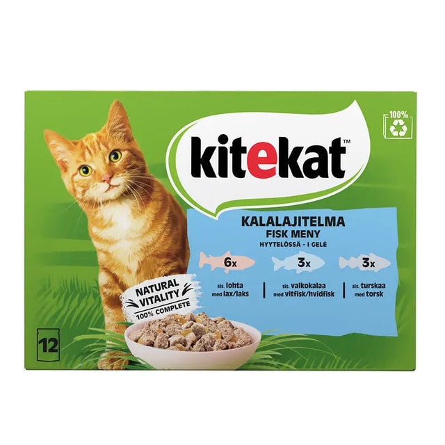 Adult menuboks i gelé, pouch laks,torsk,hvidfisk 12x85g - Maxi Zoo Danmark