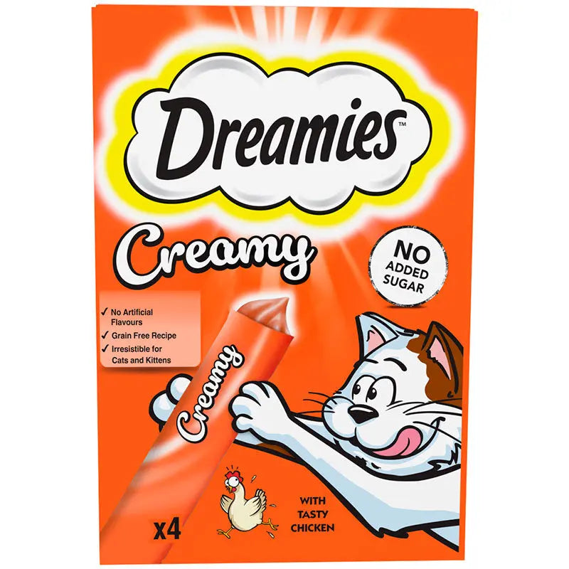 Dreamies Creamy kylling 4x10 g - Maxi Zoo Danmark