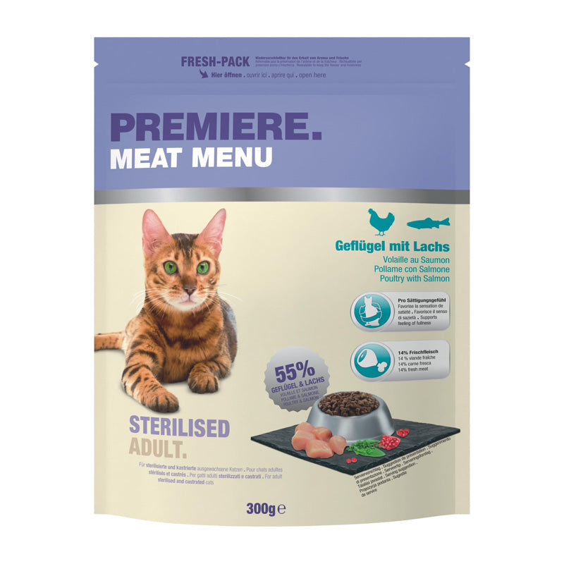 Adult Meat Menu Sterilised fjerkræ, laks 300 g