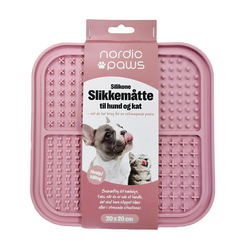 Slikkemåtte 20x20 cm lyserød - Maxi Zoo Danmark