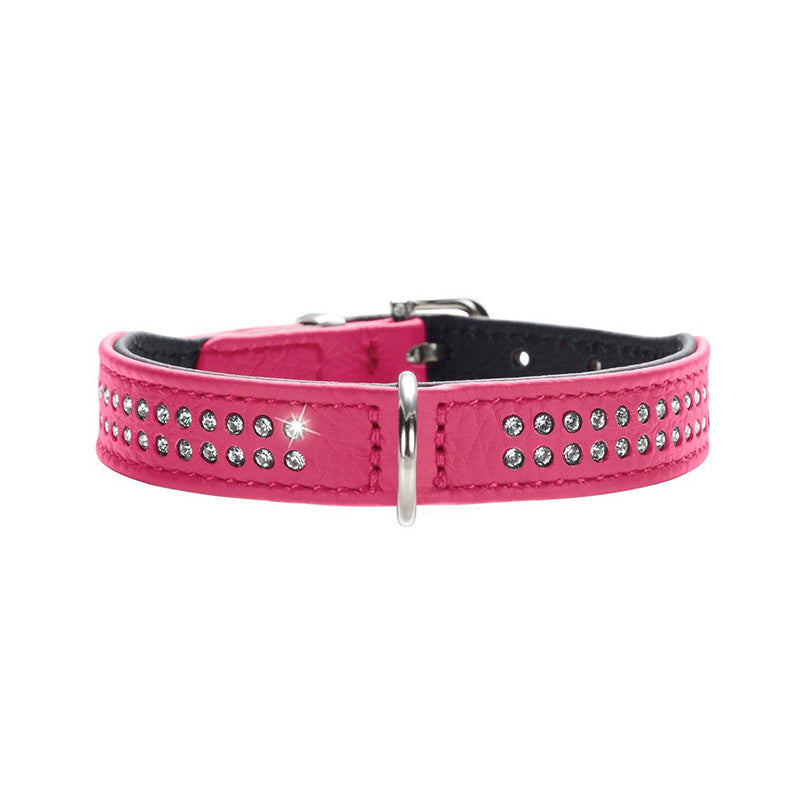 Læderhalsbånd Diamond Petit Pink - Maxi Zoo Danmark