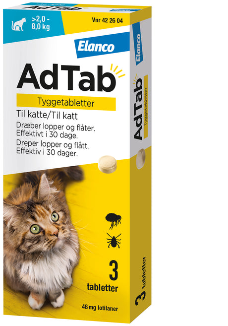 Flåt- & loppemiddel tabletter kat 2,0-8,0 kg - 3 tabletter - Maxi Zoo Danmark