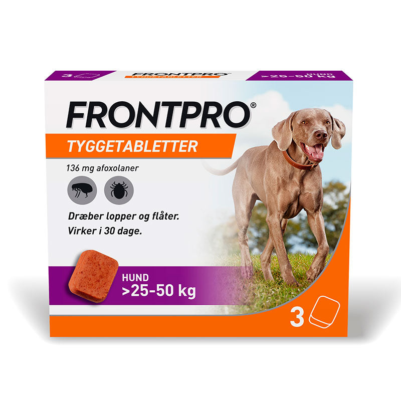 Flåt- & loppemiddel tyggetabletter hund 25-50 kg - 3 stk/pk - Maxi Zoo Danmark