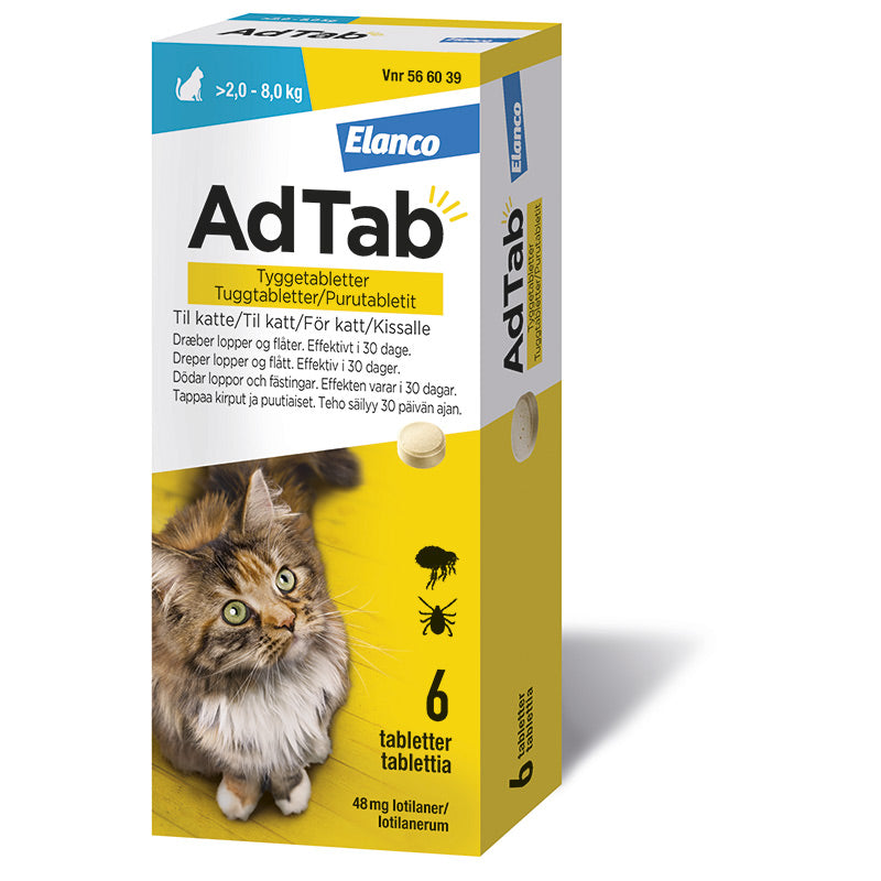 Flåt- & loppemiddel tabletter kat 2,0-8,0 kg - 6 tabletter