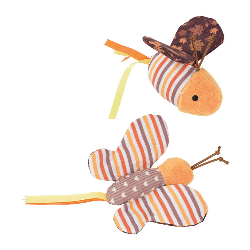 Plyslegetøj sommerfugl/bi 2-pak, 7 cm