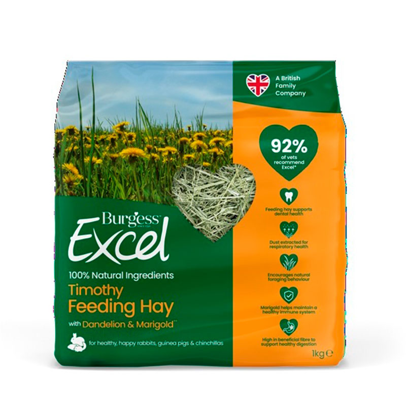 Excel foder hø m/mælkebøtte & morgenfrue 1 kg